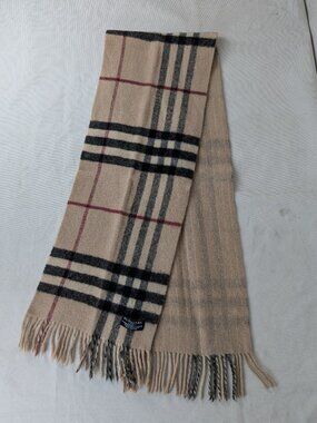 RARE! Burberry Nova Check Marino Wool Cashmere Beige Scarf Made in Italy